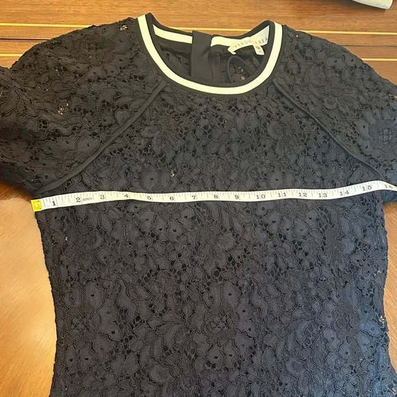 Veronica Beard Black Lace Zip-back Dress - Elegant Floral Lace Size S - Picture 8 of 13